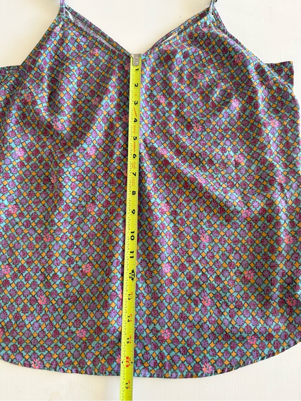 Anthropologie Floreat Purple Multi Floral Mosaic Print silky feel Cami tank top - Picture 7 of 7